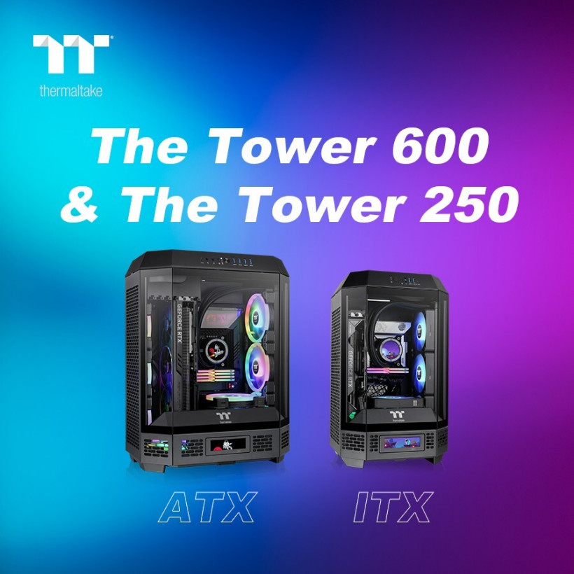 延续八角柱设计，曜越展出透视 Tower 250/600 机箱