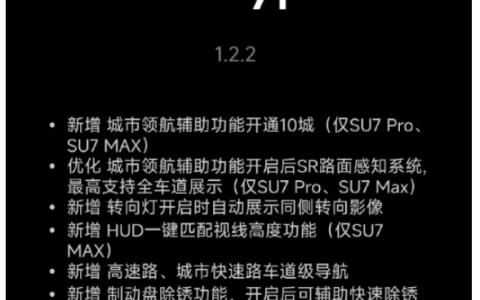 延迟半月后，小米 SU7 系列终迎澎湃 OS 1.2.2 版本升级