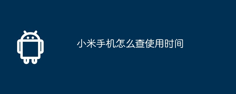 小米手机怎么查使用时间