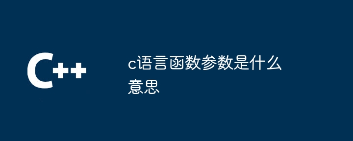 c语言函数参数是什么意思