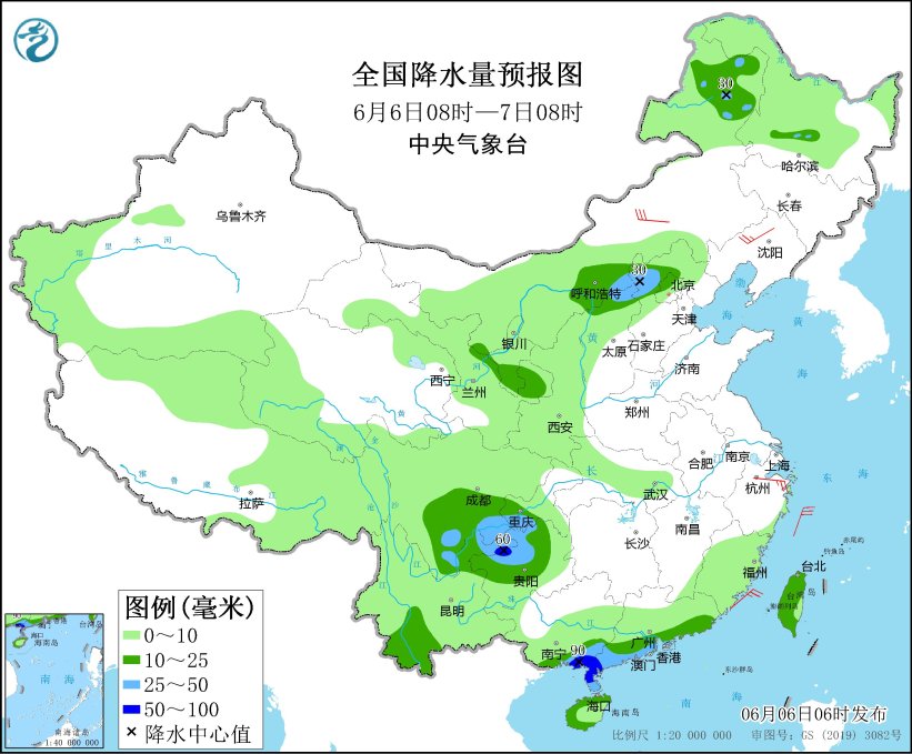西北华北地区多雷阵雨 内蒙古东北等地的部分地区有强对流天气