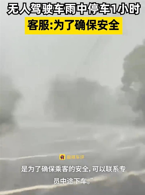 萝卜快跑回应无人驾驶车暴雨天在路边停留一小时：为了确保乘客安全