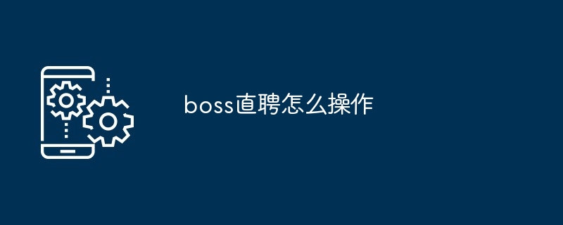 boss直聘怎么操作