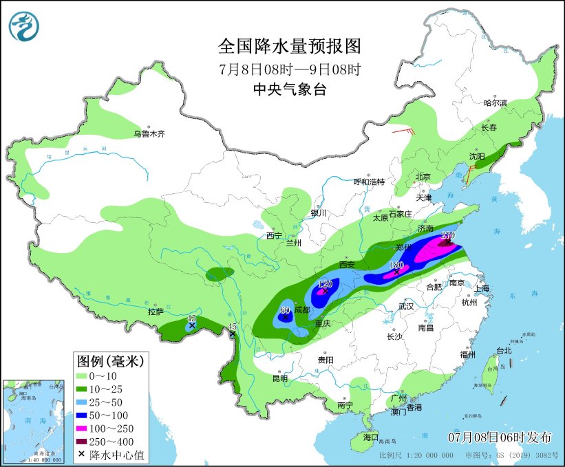 四川盆地河南山东遭遇强降雨 江南华南持续高温炙烤