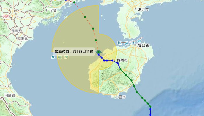 海南台风派比安最新消息今天路径图：“派比安”强度略有减弱