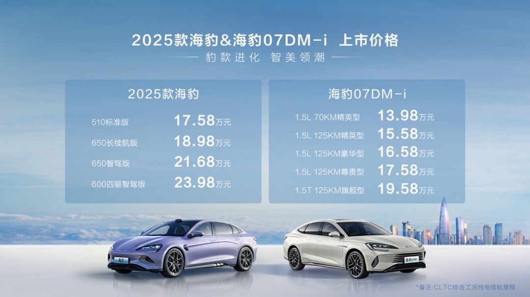 百公里亏电油耗仅3.4L 比亚迪海豹07 DM-i上市：13.98万元起插图