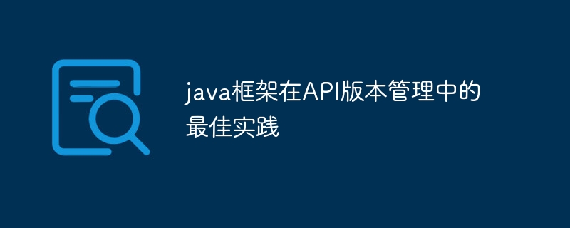 java框架在API版本管理中的最佳实践