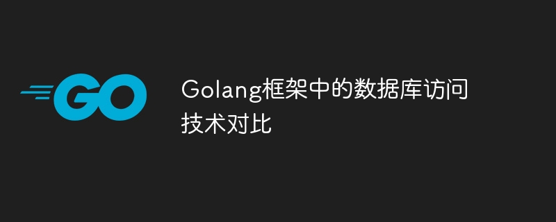 Golang框架中的数据库访问技术对比