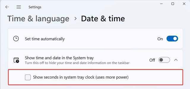又换位置! 微软调整 Win11 系统托盘时钟秒数设置位置插图