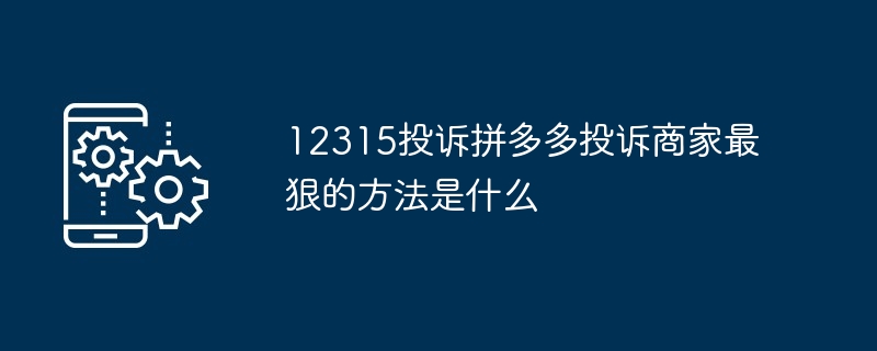 12315投诉拼多多投诉商家最狠的方法是什么