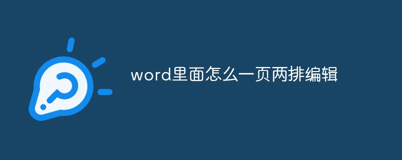 word里面怎么一页两排编辑