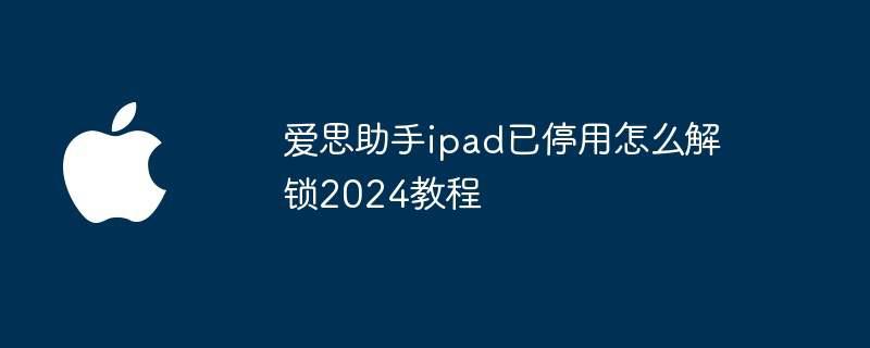 爱思助手ipad已停用怎么解锁2024教程