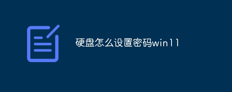 硬盘怎么设置密码win11