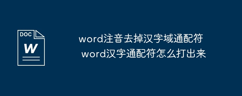 word注音去掉汉字域通配符  word汉字通配符怎么打出来