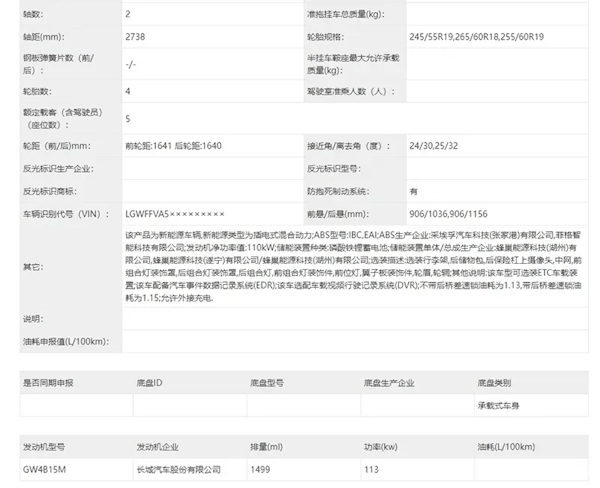 平替路虎卫士！新款哈弗猛龙申报：搭Hi4智能四驱电混技术