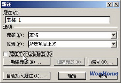 Word2007为表格插入题注