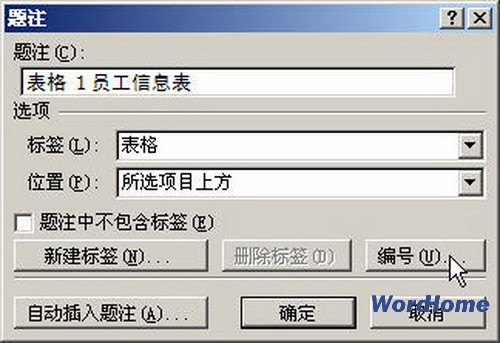 Word2007为表格插入题注