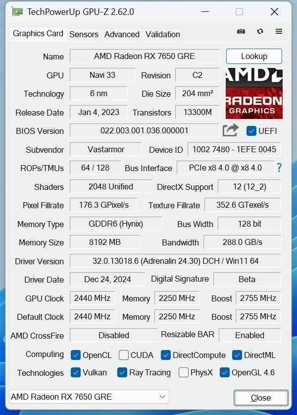 瀚铠Radeon RX 7650 GRE 8G D6评测:2000元预算显卡最佳选择插图16