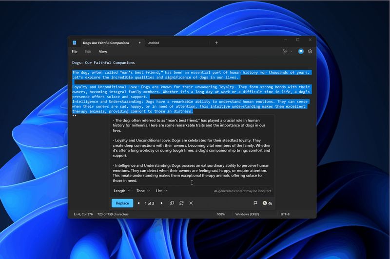 Win11 版记事本正式上线AI重写功能:但付费用户才能用插图8