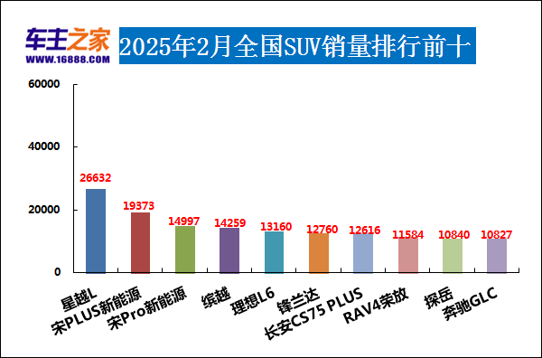 2025年2月汽车销量排行榜 Model Y销量暴跌